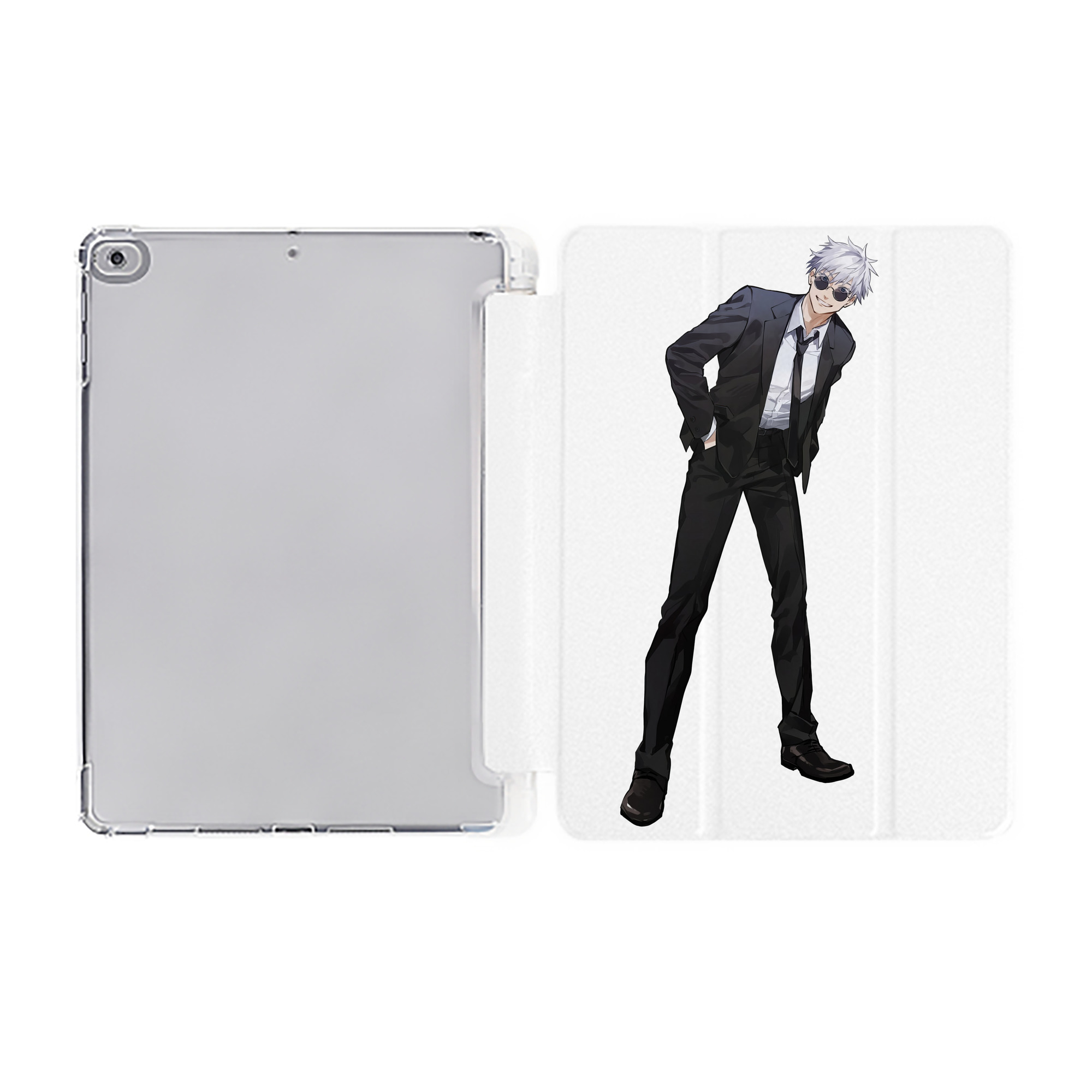 （画像用） 呪術廻戦 Jujutsu Kaisen IPad ケース ペン収納付き 三つ折りスタンド PUレザー×シリコン 対応機種9.5/10.5/10.9インチ